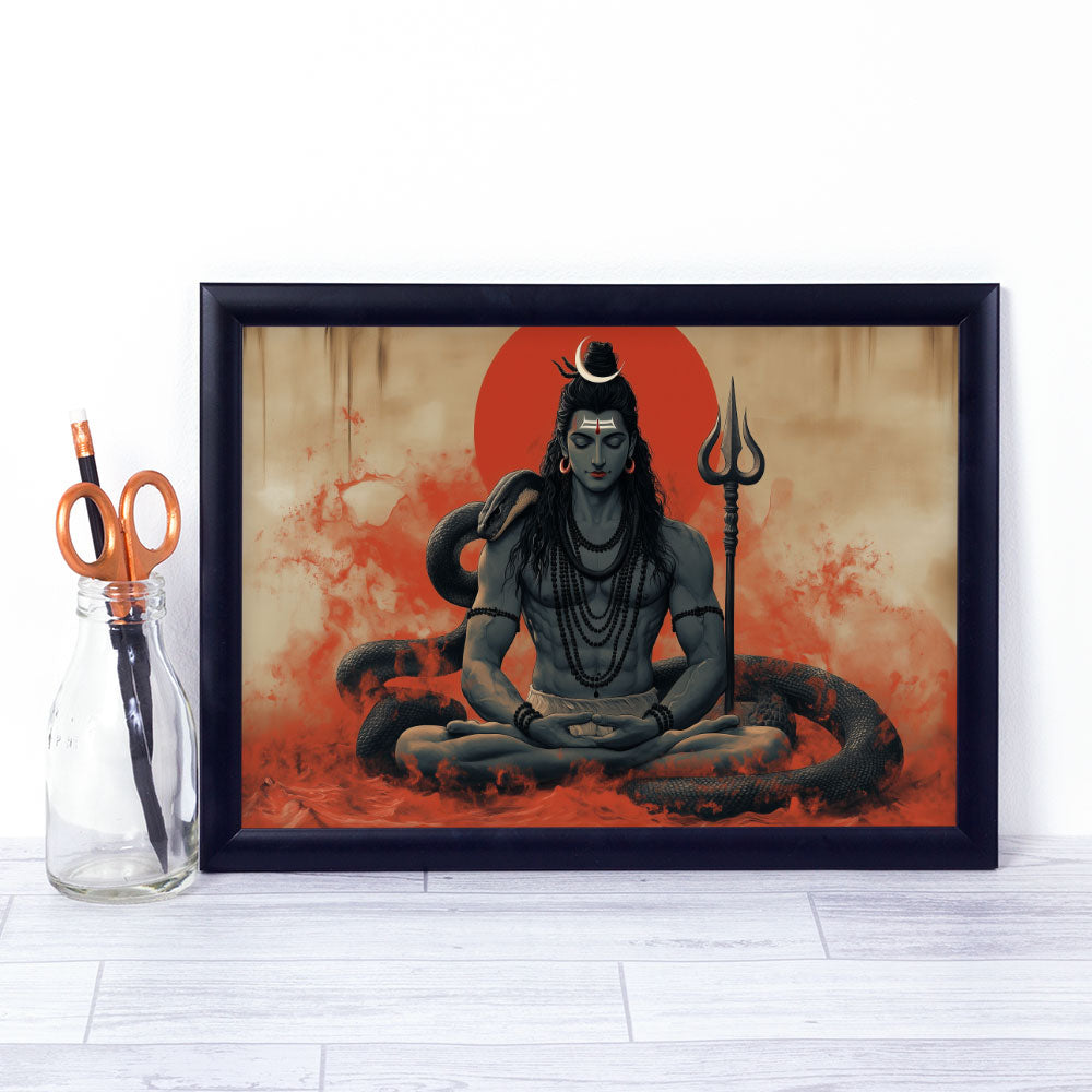 Lord Shiva Meditating | DCSH31 - Shruti (8 X 12 Inches) - Matte
